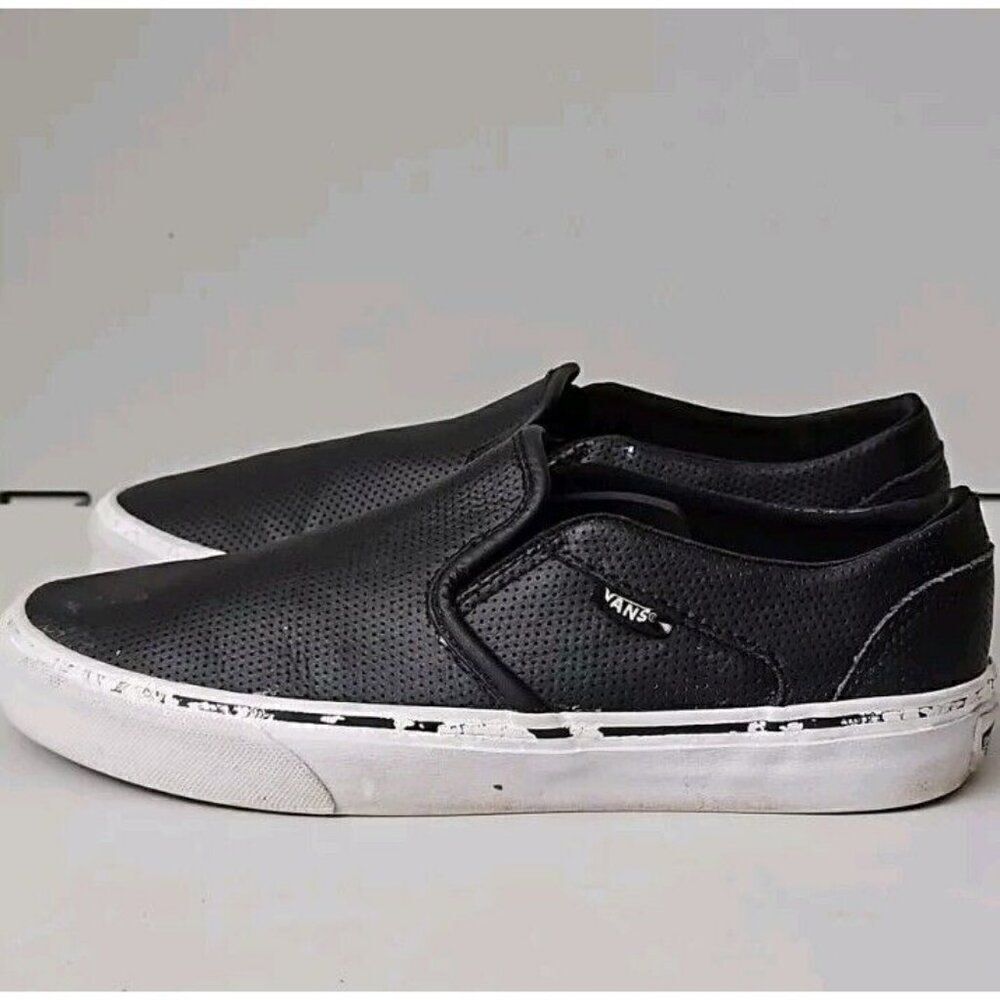 Vans "Era" Off The Wall Low Top Skate Shoes Black Leather Women's 7.5 Men's 6